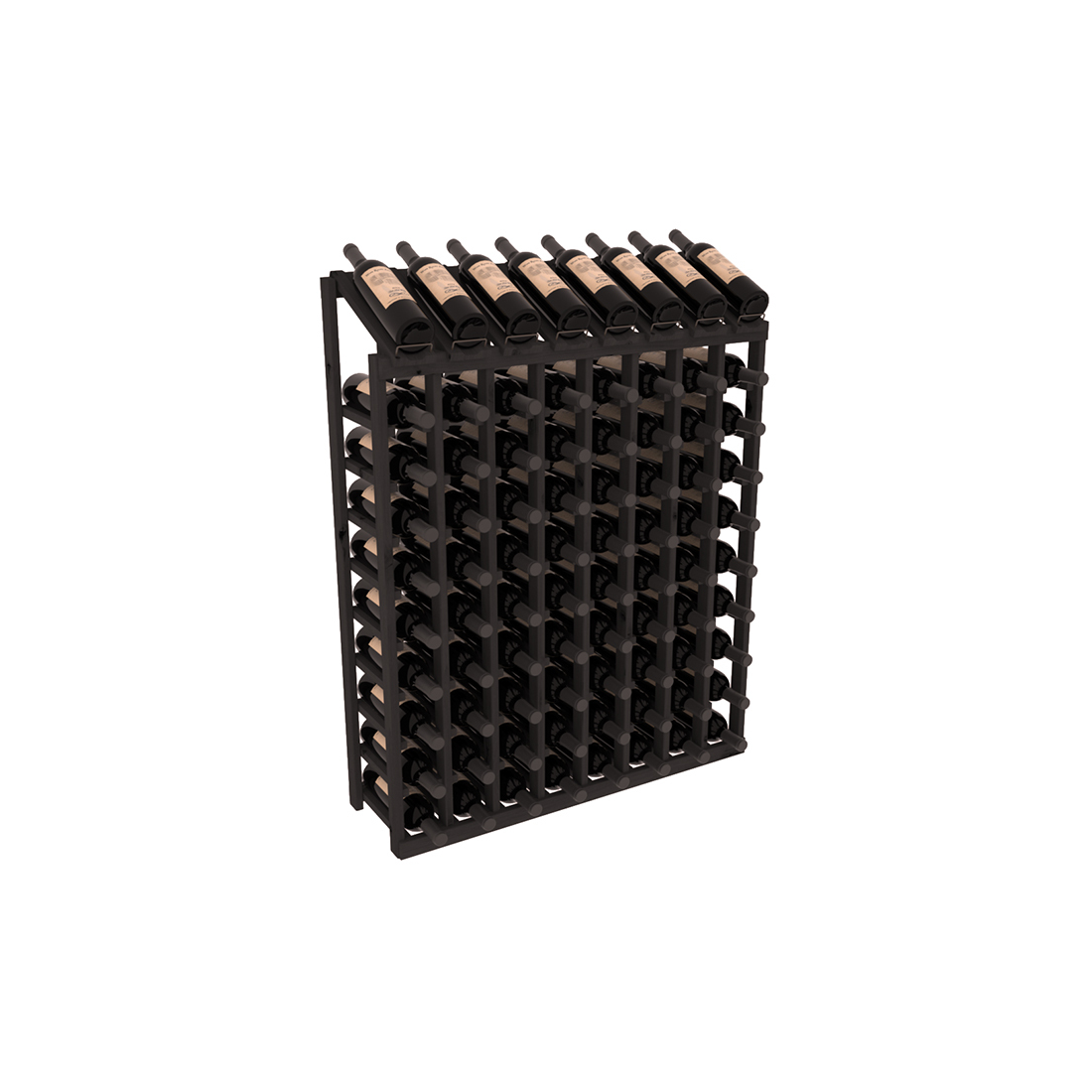 InstaCellar - 8 Column, 10R Display Top Rack in Alder Black stained without WineSafe™ Satin Sealant