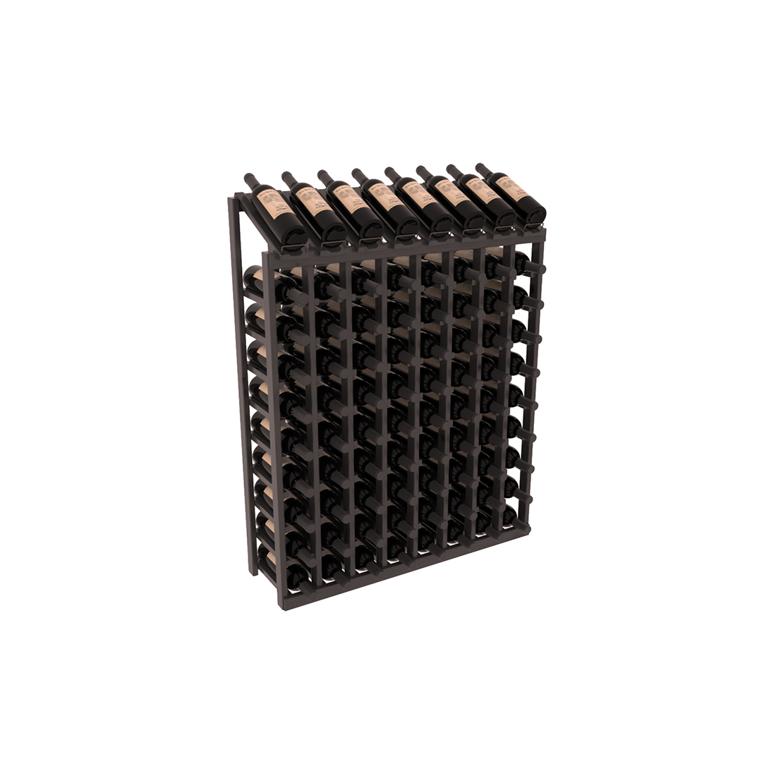 InstaCellar - 8 Column, 10R Display Top Rack in Alder Black stained with WineSafe™ Satin Sealant