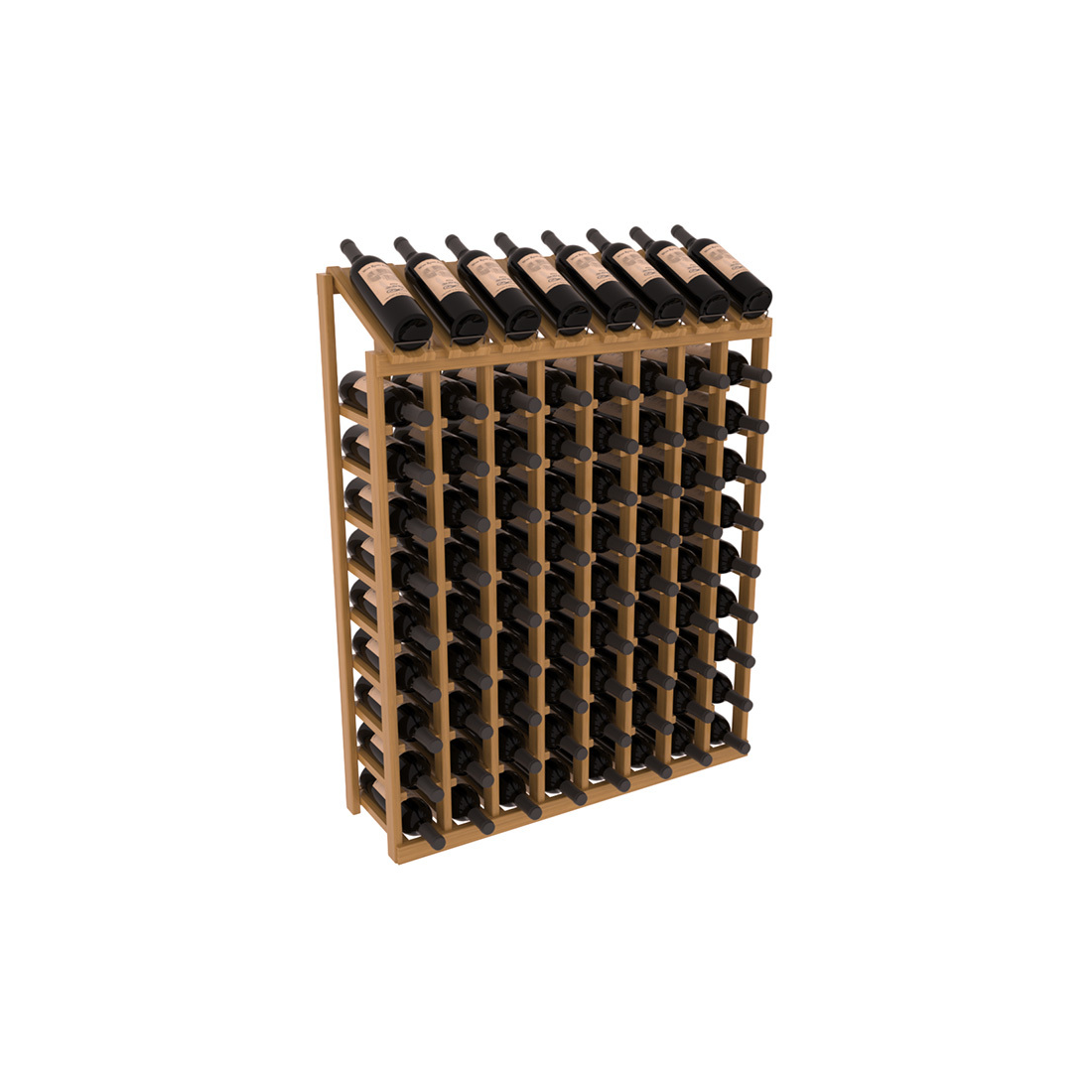 InstaCellar - 8 Column, 10R Display Top Rack in Grand Mahogany Oak stained with WineSafe™ Satin Sealant