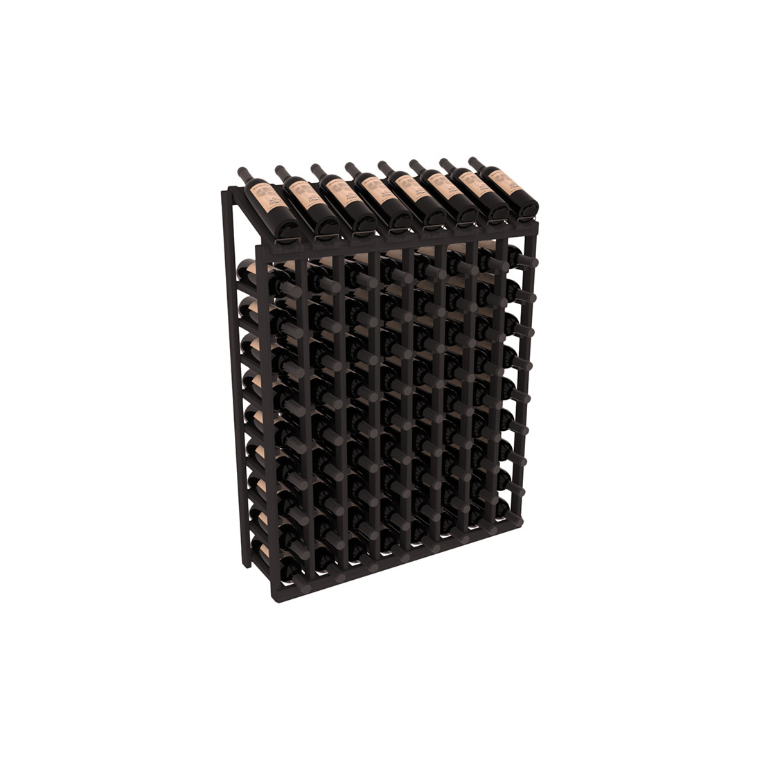InstaCellar - 8 Column, 10R Display Top Rack in Grand Mahogany Black stained without WineSafe™ Satin Sealant