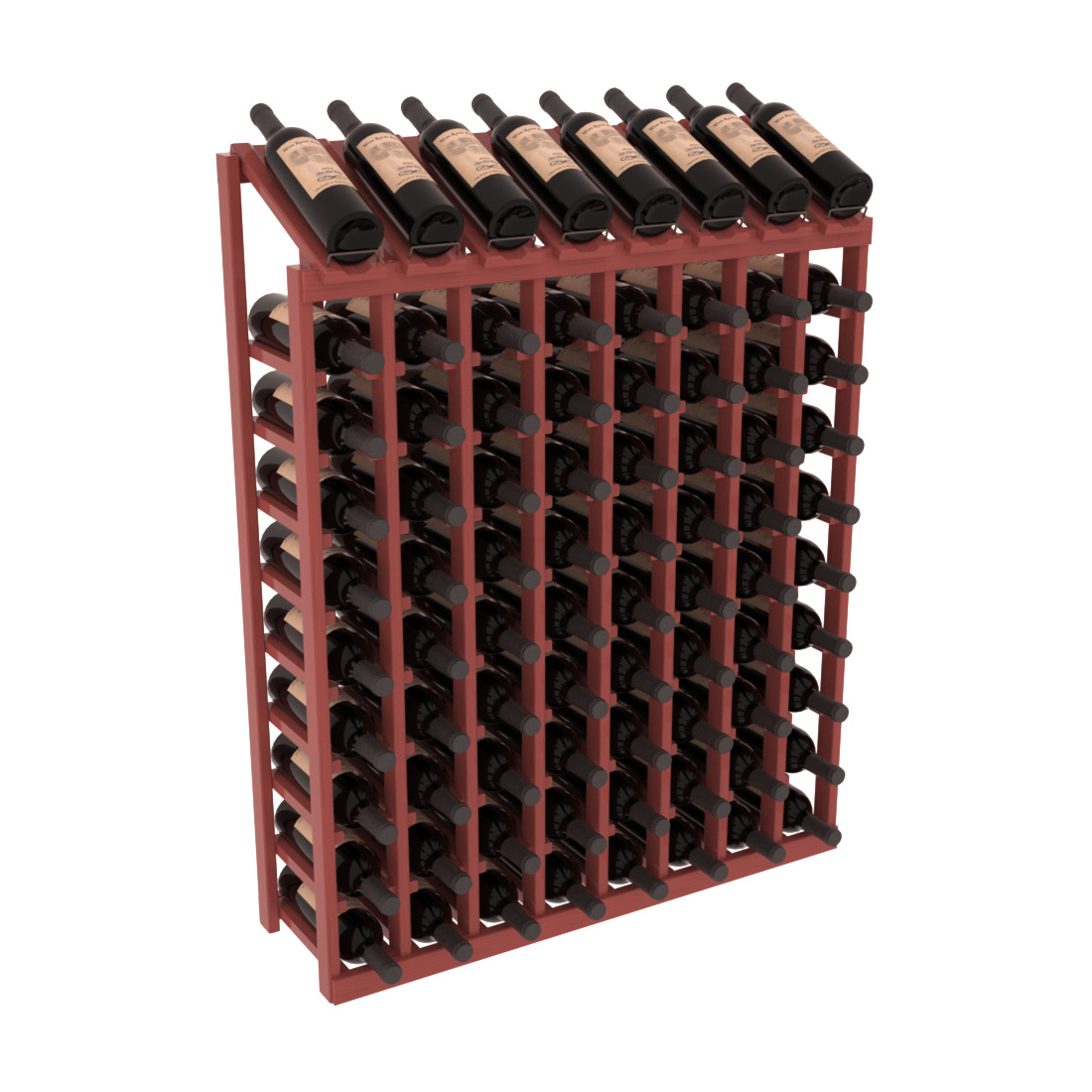 InstaCellar - 8 Column, 10R Display Top Rack in Pine Cherry stained with WineSafe™ Satin Sealant