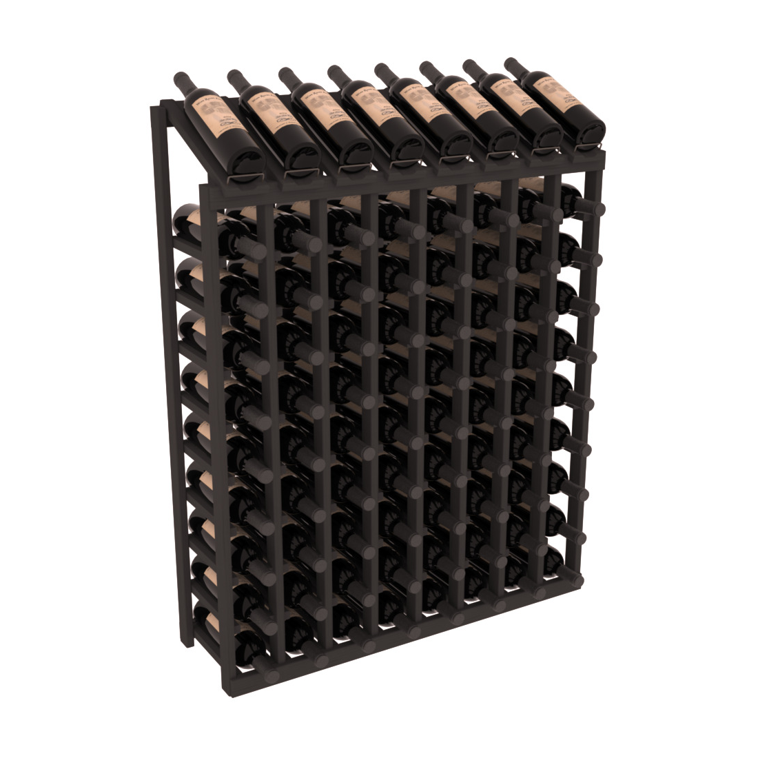 InstaCellar - 8 Column, 10R Display Top Rack in Pine Black stained without WineSafe™ Satin Sealant