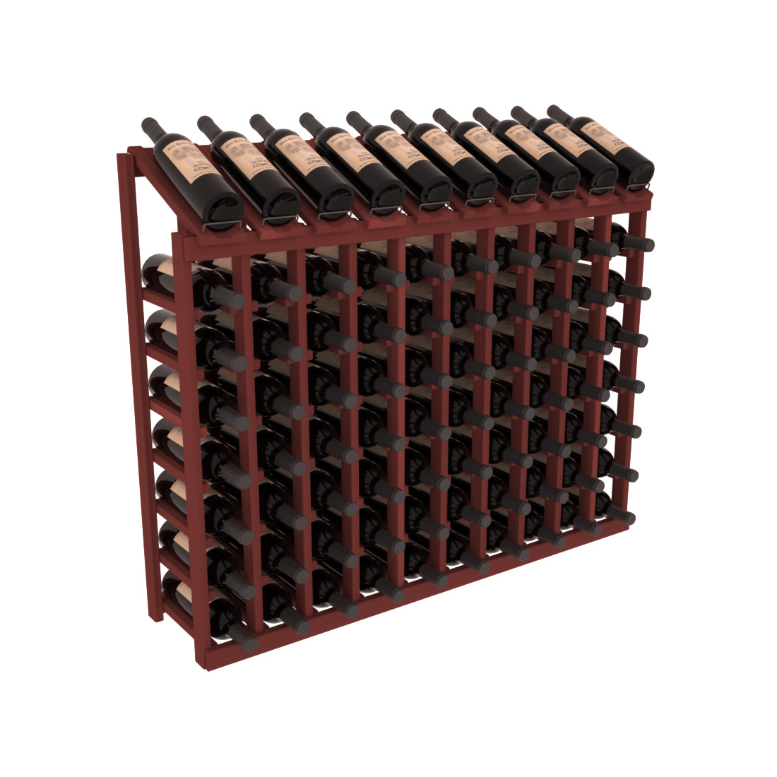 InstaCellar - 8 Column, 10R Display Top Rack in Redwood Cherry stained without WineSafe™ Satin Sealant