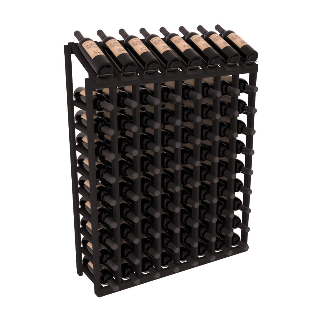 InstaCellar - 8 Column, 10R Display Top Rack in Redwood Black stained without WineSafe™ Satin Sealant