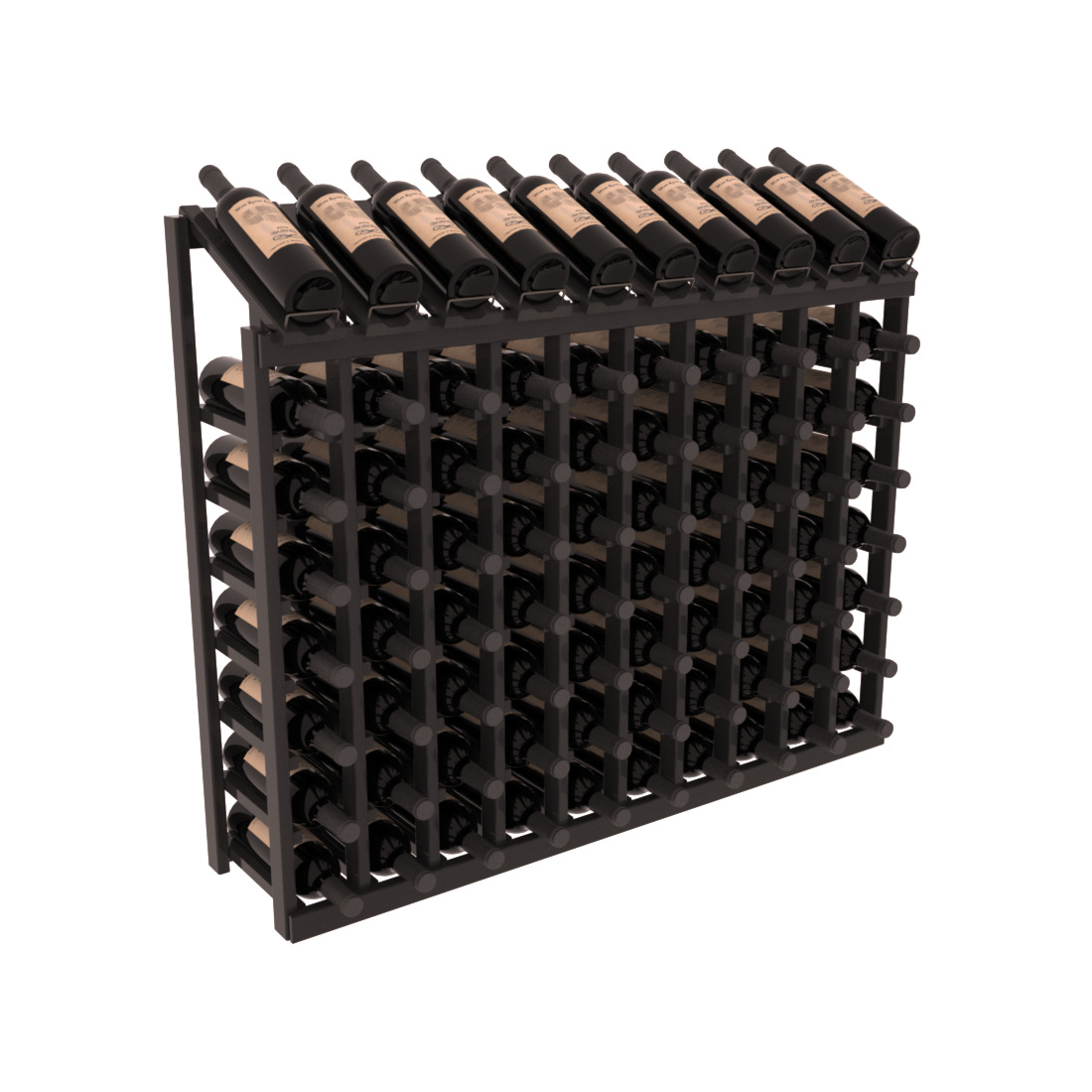 InstaCellar - 8 Column, 10R Display Top Rack in Redwood Black stained with WineSafe™ Satin Sealant