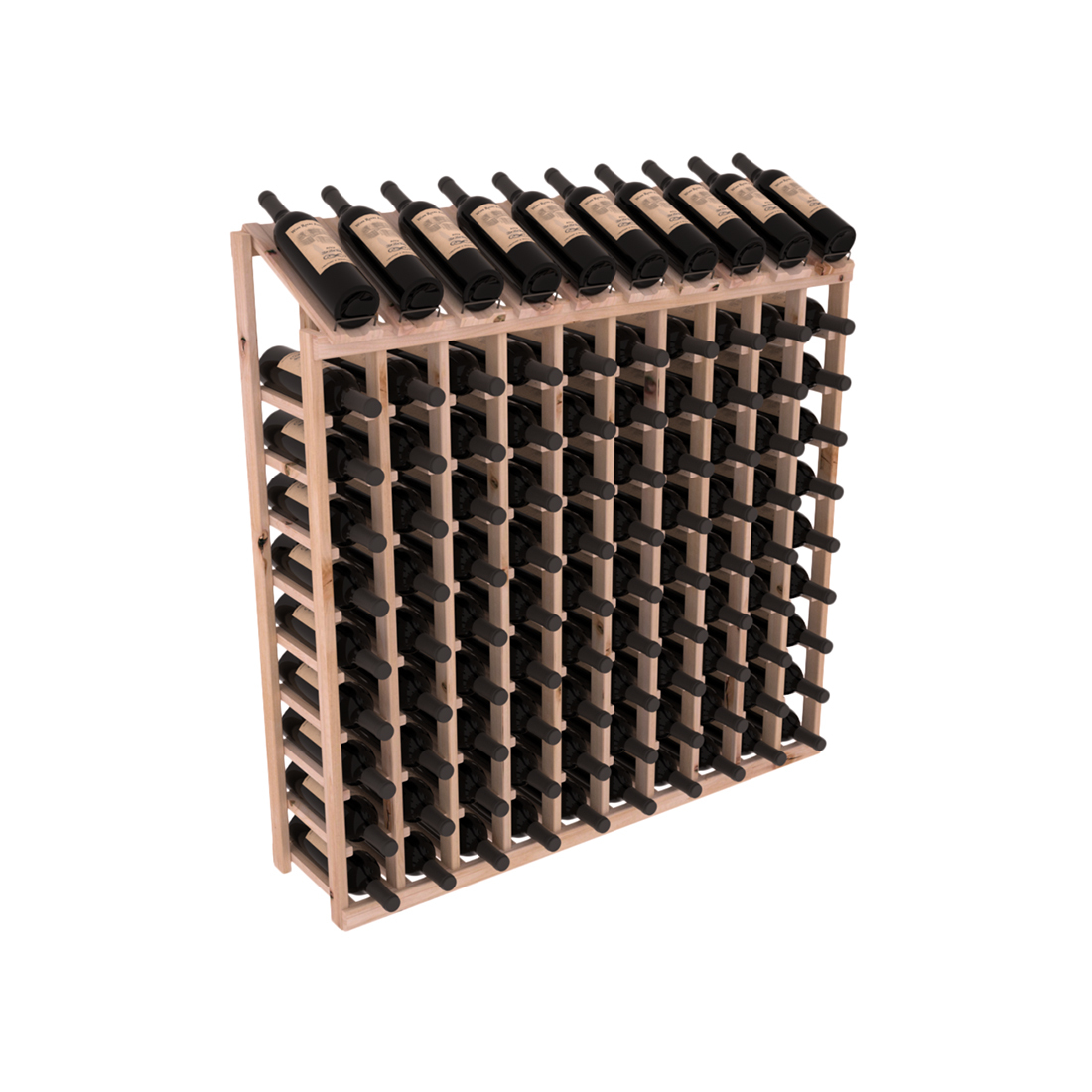 InstaCellar - 10 Column, 10R Display Top Rack in Alder Unstained without WineSafe™ Satin Sealant