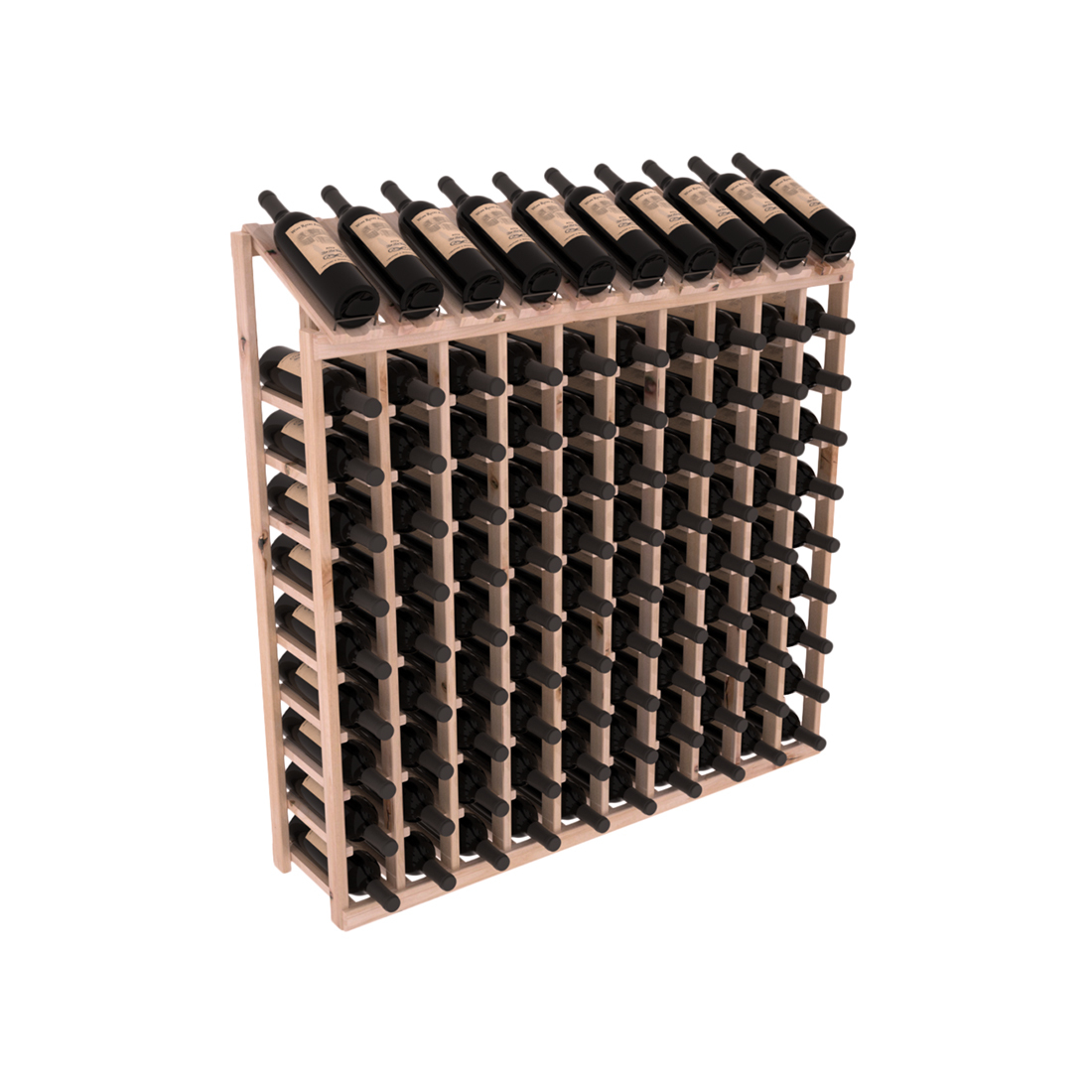 InstaCellar - 10 Column, 10R Display Top Rack in Alder Unstained with WineSafe™ Satin Sealant