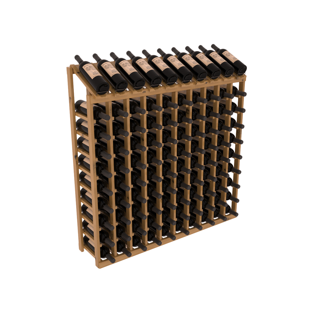 InstaCellar - 10 Column, 10R Display Top Rack in Alder Oak stained with WineSafe™ Satin Sealant