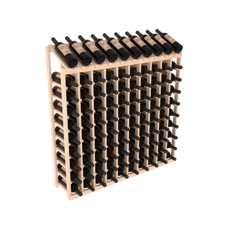 InstaCellar - 10 Column, 10R Display Top Rack in Pine Unstained without WineSafe™ Satin Sealant