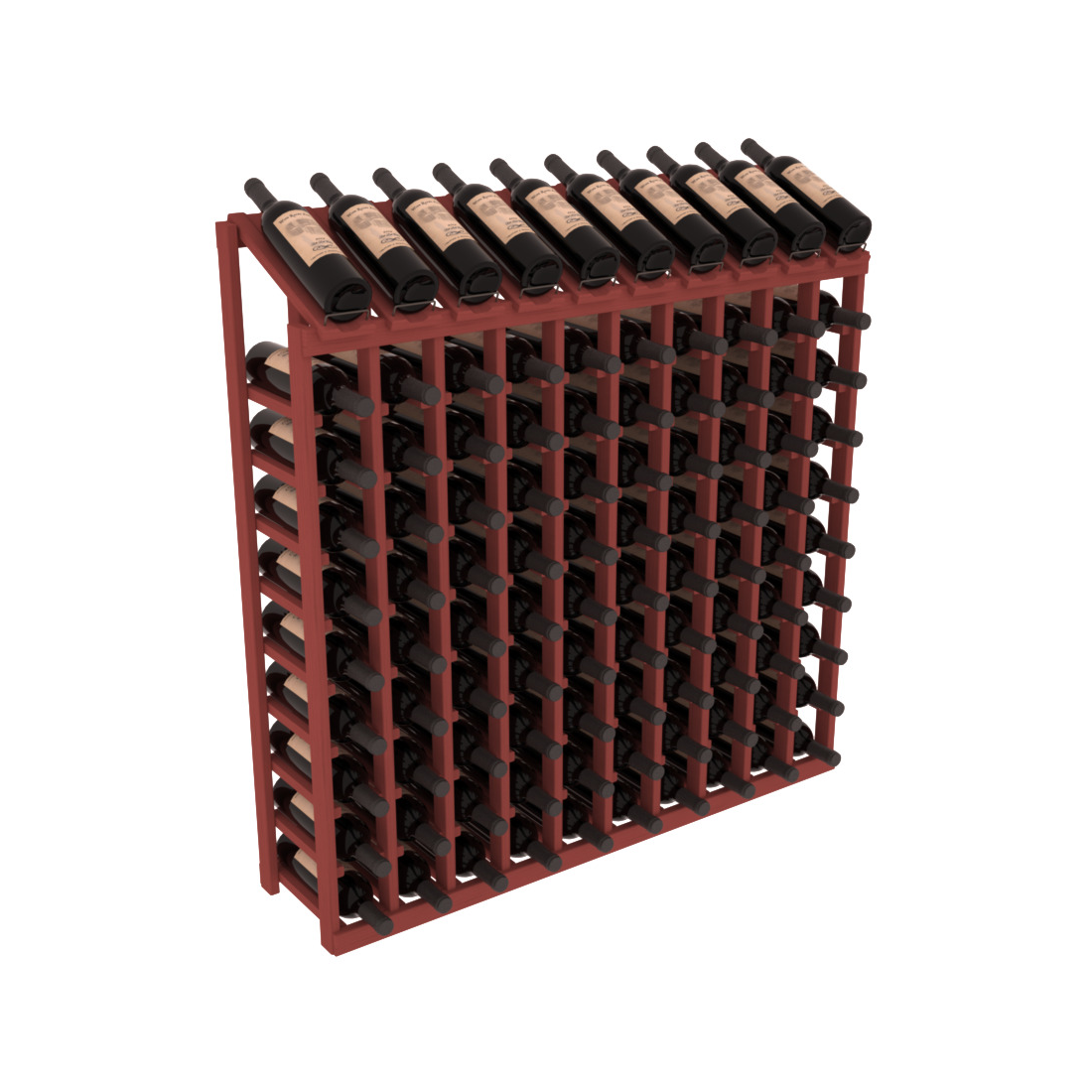 InstaCellar - 10 Column, 10R Display Top Rack in Pine Cherry stained without WineSafe™ Satin Sealant