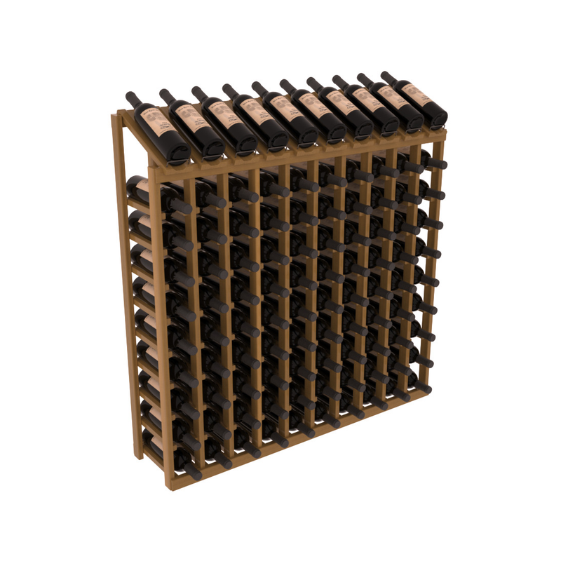 InstaCellar - 10 Column, 10R Display Top Rack in Redwood Oak stained with WineSafe™ Satin Sealant