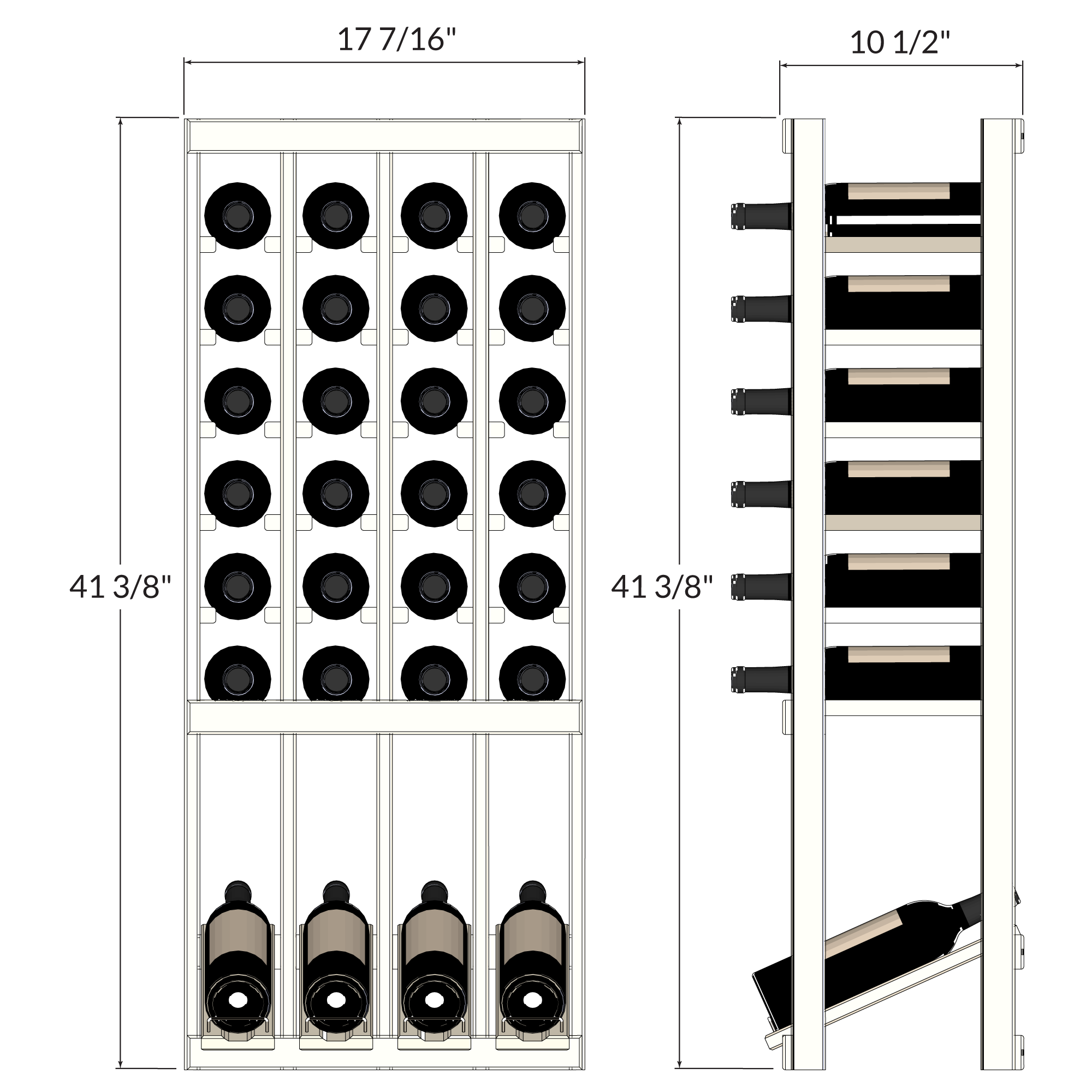 Sample Storage Rack Dimension InstaCellar 4 Column High Reveal Rack - Wine Racks America