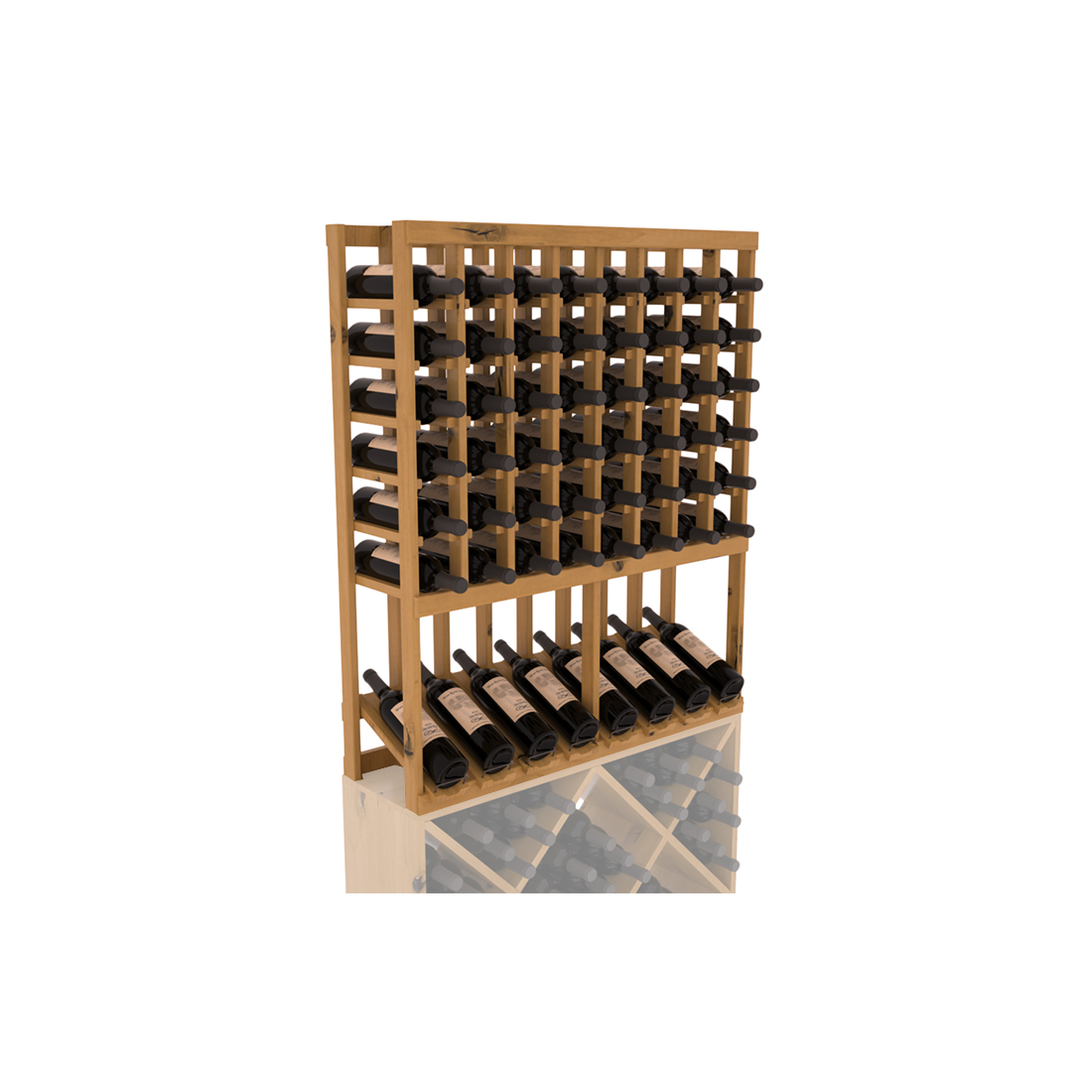 InstaCellar - 8 Column High Reveal Rack in Knotty Alder Oak stained with WineSafe™ Satin Sealant