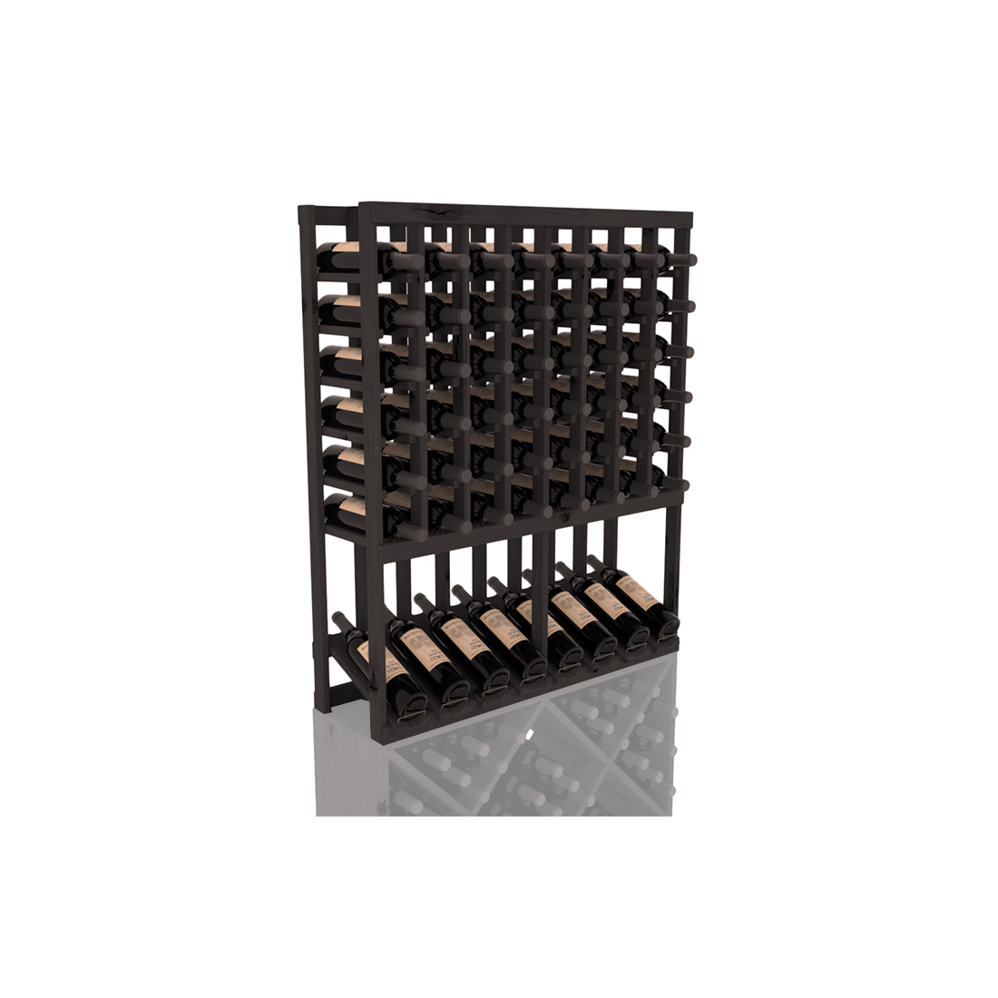 InstaCellar - 8 Column High Reveal Rack in Knotty Alder Black stained without WineSafe™ Satin Sealant