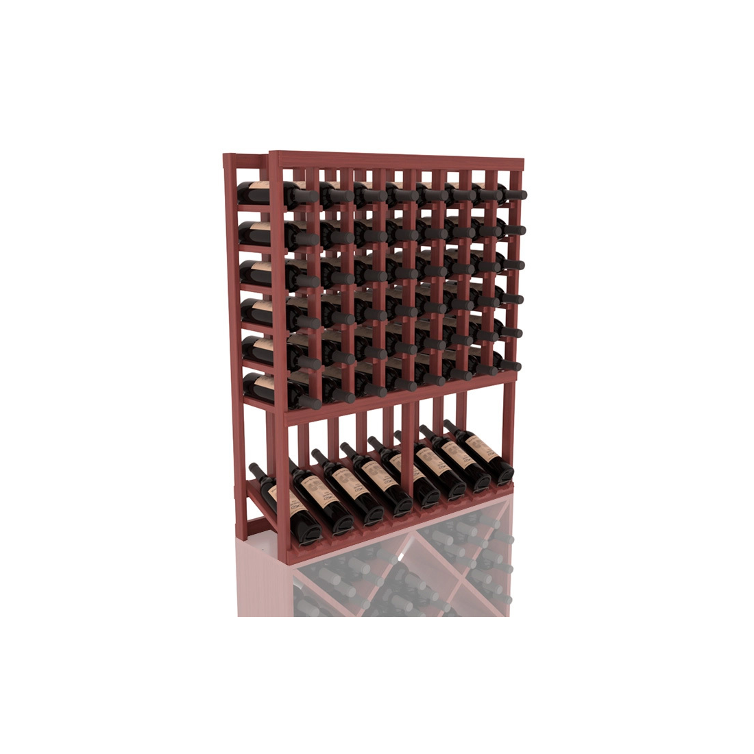 InstaCellar - 8 Column High Reveal Rack in Grand Mahogany Cherry stained with WineSafe™ Satin Sealant