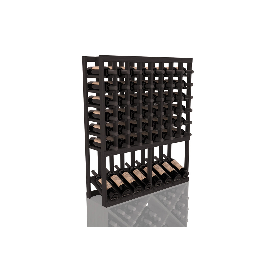 InstaCellar - 8 Column High Reveal Rack in Grand Mahogany Black stained without WineSafe™ Satin Sealant