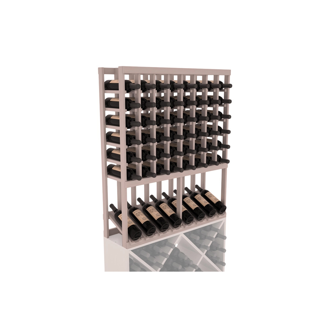 InstaCellar - 8 Column High Reveal Rack in Grand Mahogany Greywash stained with WineSafe™ Satin Sealant