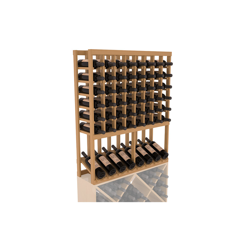 InstaCellar - 8 Column High Reveal Rack in Ponderosa Pine Oak stained with WineSafe™ Satin Sealant