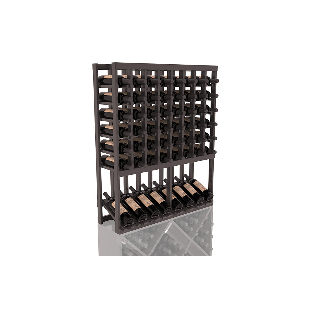 InstaCellar - 8 Column High Reveal Rack in Ponderosa Pine Black stained with WineSafe™ Satin Sealant