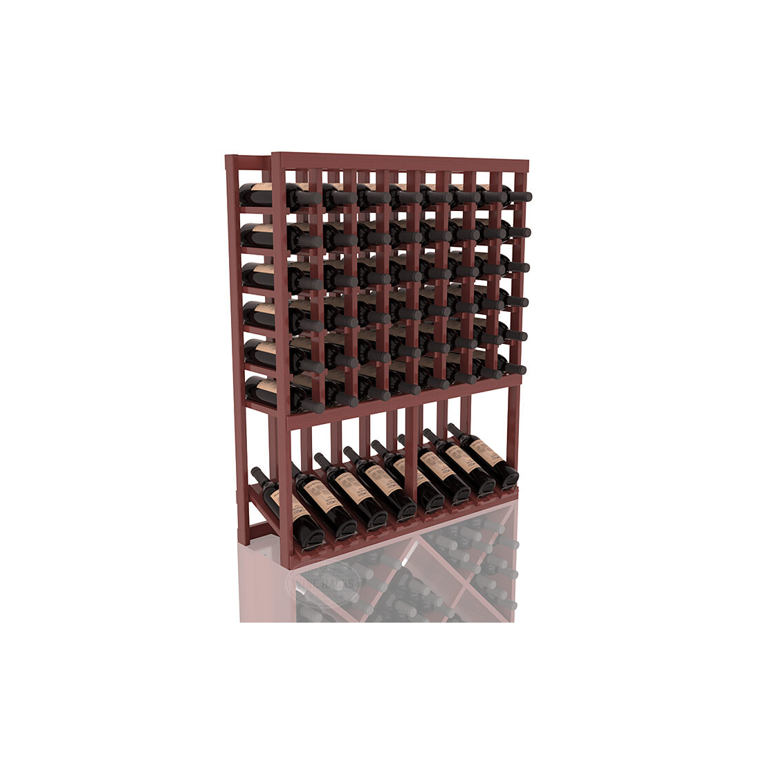 InstaCellar - 8 Column High Reveal Rack in Premium Redwood Cherry stained with WineSafe™ Satin Sealant