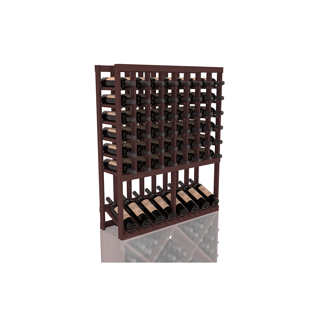 InstaCellar - 8 Column High Reveal Rack in Premium Redwood Walnut stained without WineSafe™ Satin Sealant
