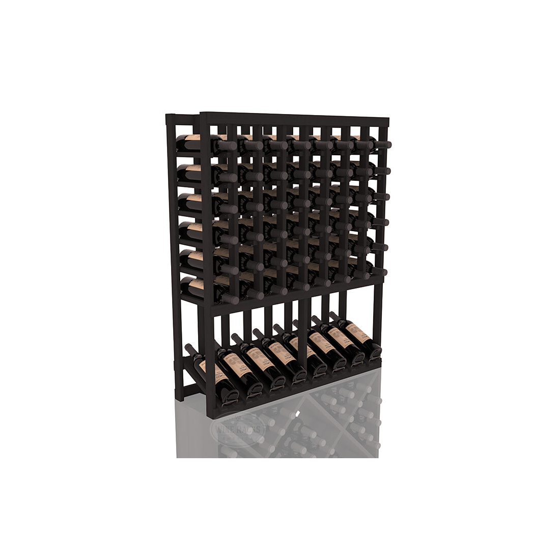 InstaCellar - 8 Column High Reveal Rack in Premium Redwood Black stained without WineSafe™ Satin Sealant