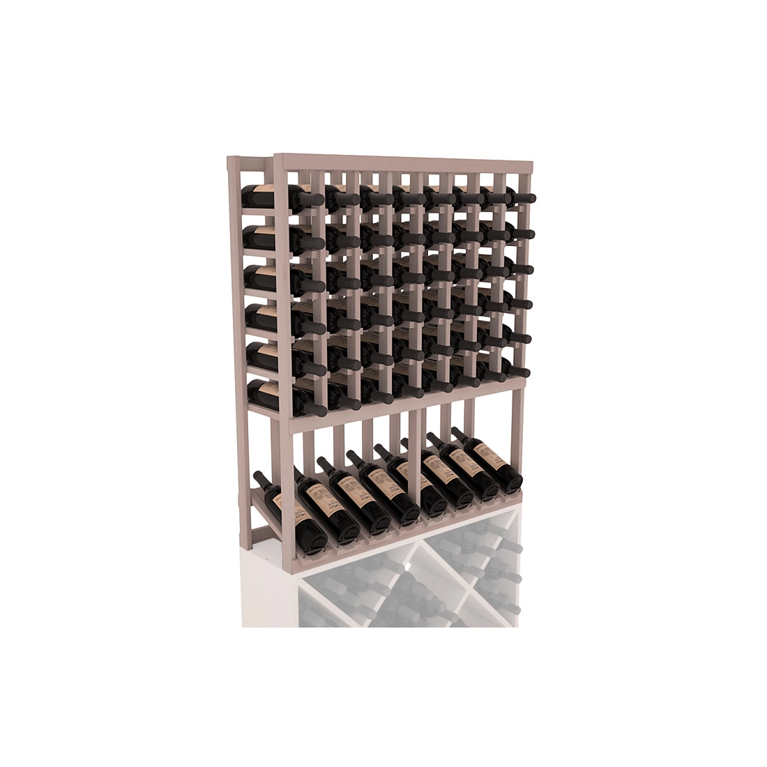 InstaCellar - 8 Column High Reveal Rack in Premium Redwood Greywash stained without WineSafe™ Satin Sealant