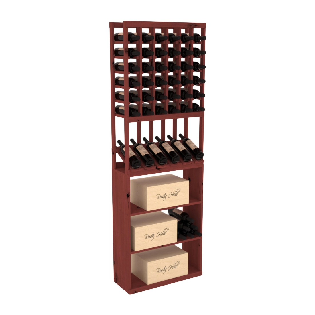InstaCellar - 6 Column High Reveal Case Bin Combo in Knotty Alder Cherry stained without WineSafe™ Satin Sealant