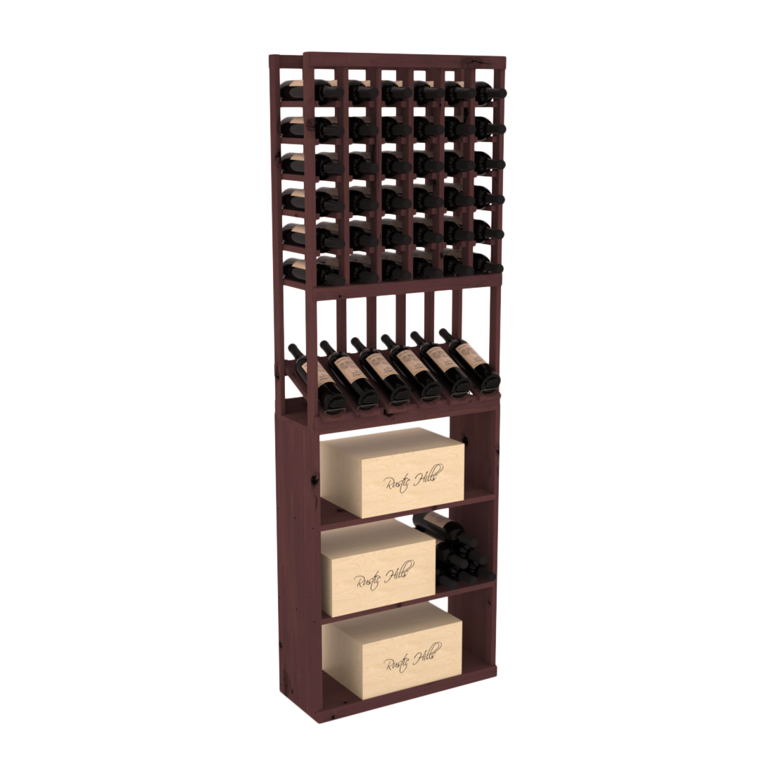 InstaCellar - 6 Column High Reveal Case Bin Combo in Knotty Alder Walnut stained without WineSafe™ Satin Sealant