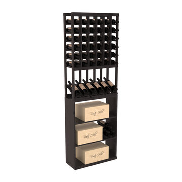 InstaCellar - 6 Column High Reveal Case Bin Combo in Knotty Alder Black stained with WineSafe™ Satin Sealant