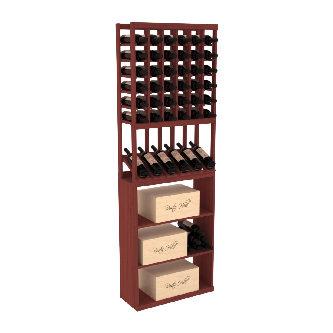 InstaCellar - 6 Column High Reveal Case Bin Combo in Grand Mahogany Cherry stained without WineSafe™ Satin Sealant