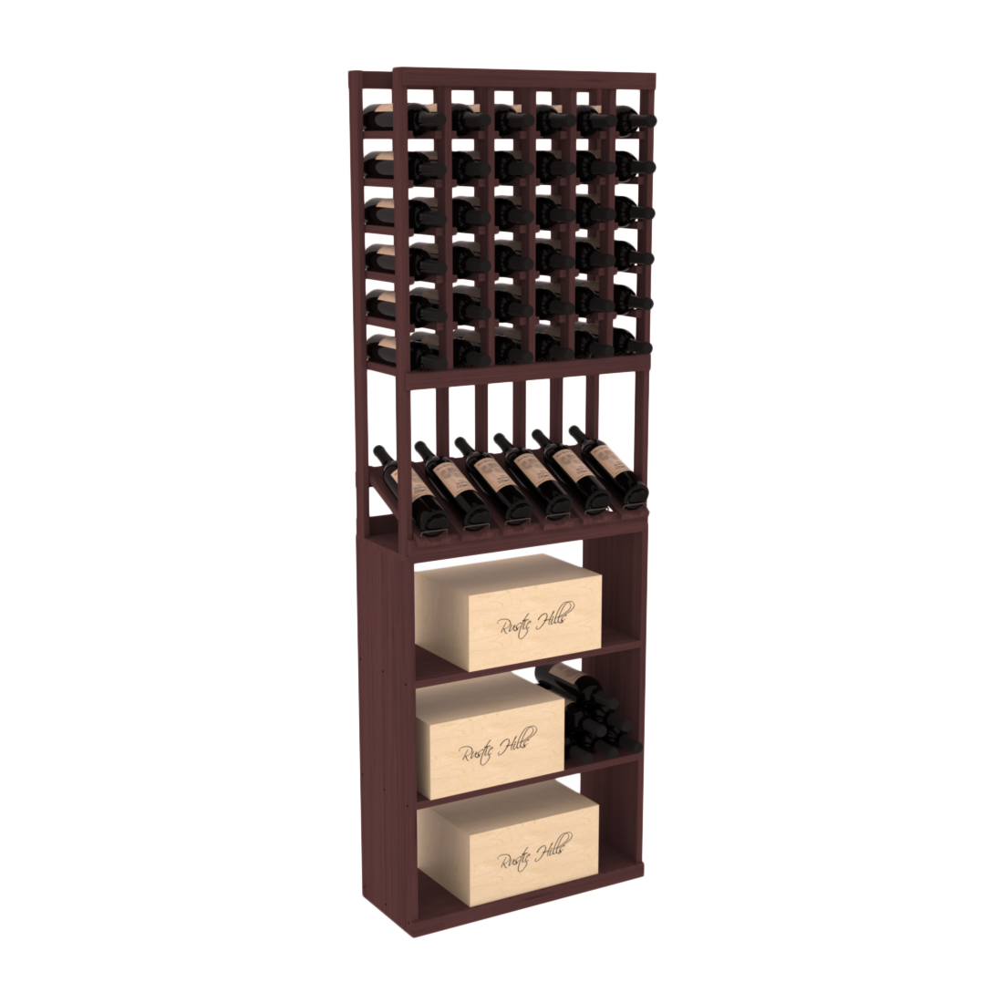 InstaCellar - 6 Column High Reveal Case Bin Combo in Grand Mahogany Walnut stained without WineSafe™ Satin Sealant