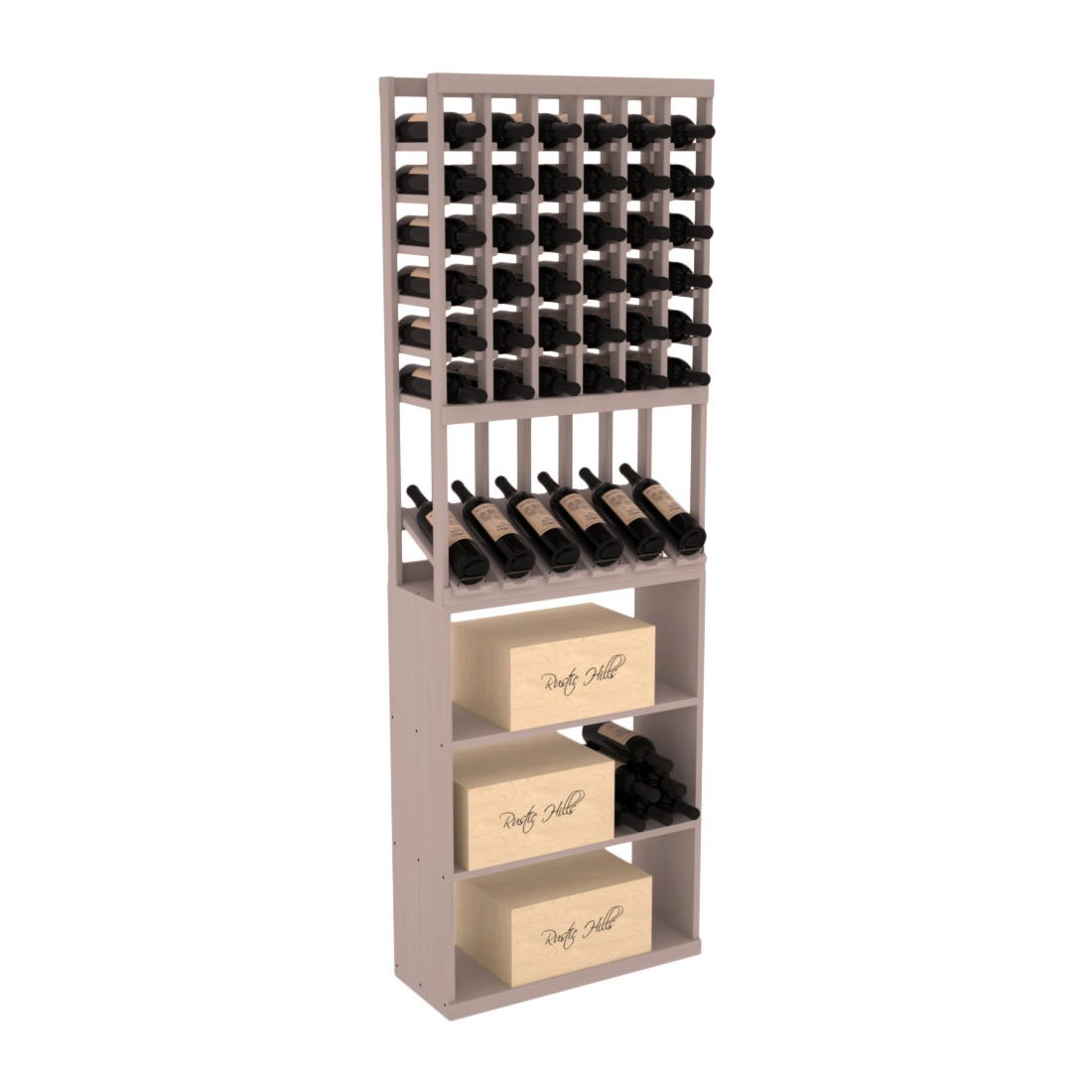 InstaCellar - 6 Column High Reveal Case Bin Combo in Grand Mahogany Greywash stained without WineSafe™ Satin Sealant