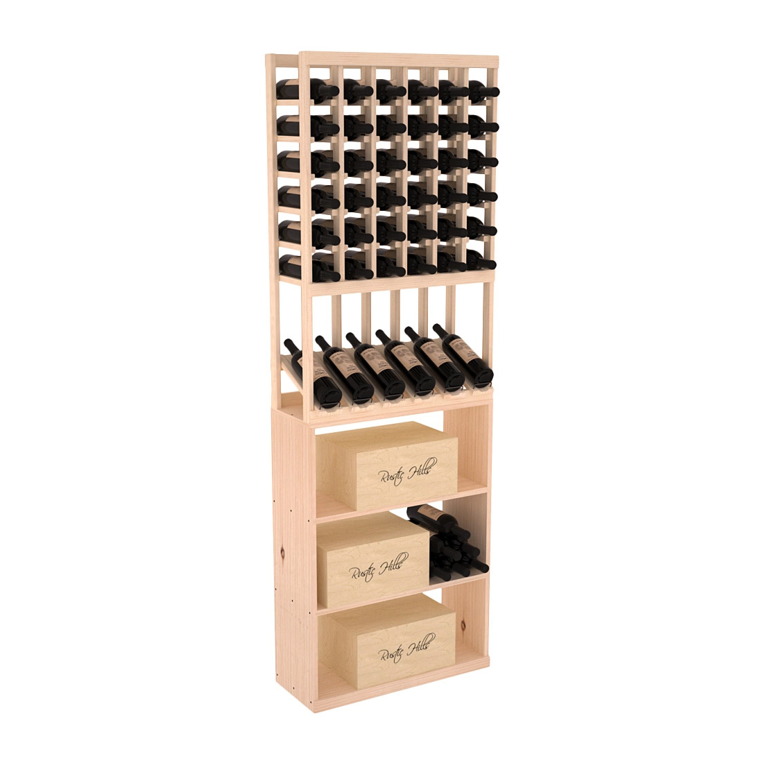 InstaCellar - 6 Column High Reveal Case Bin Combo in Ponderosa Pine Unstained without WineSafe™ Satin Sealant