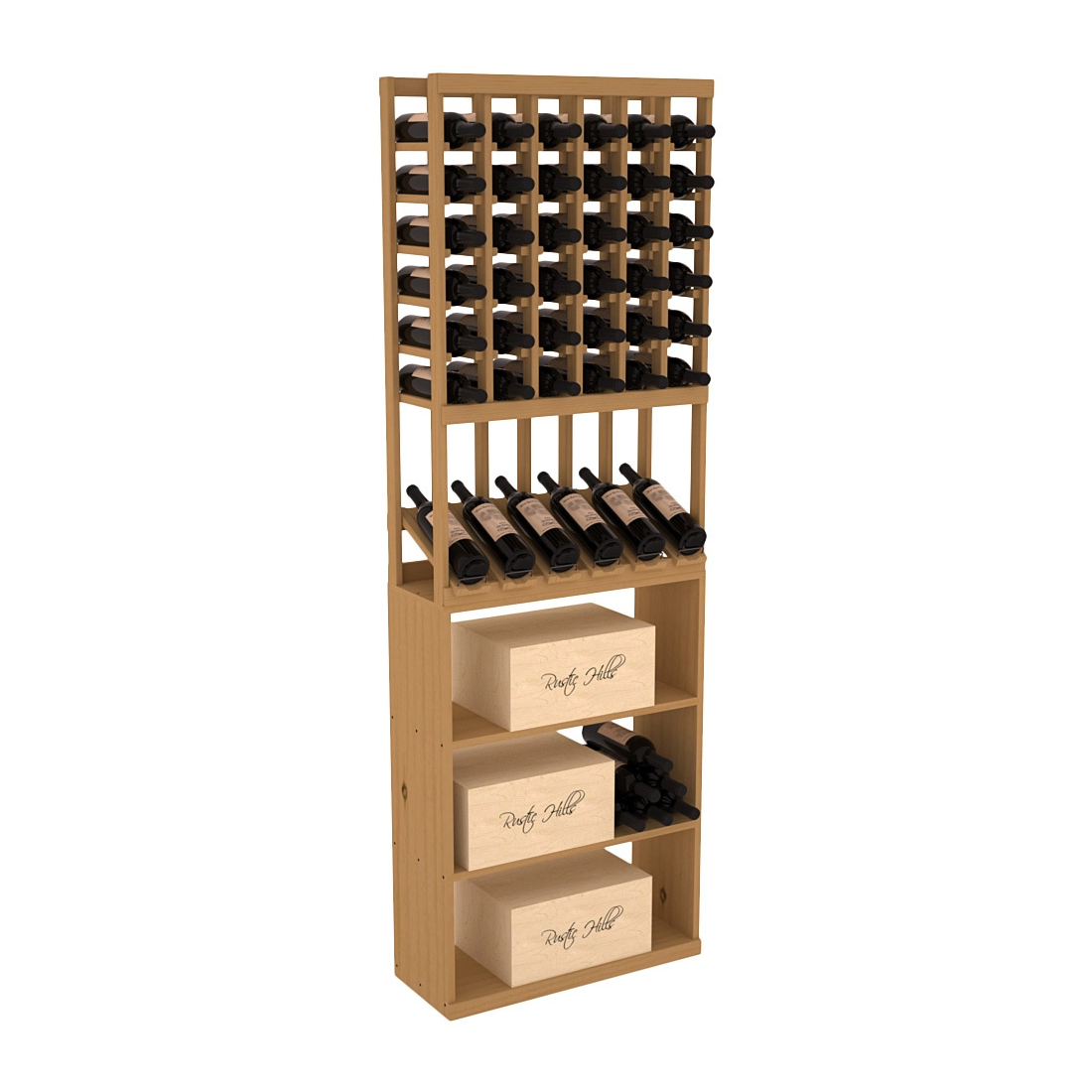 InstaCellar - 6 Column High Reveal Case Bin Combo in Ponderosa Pine Oak stained without WineSafe™ Satin Sealant