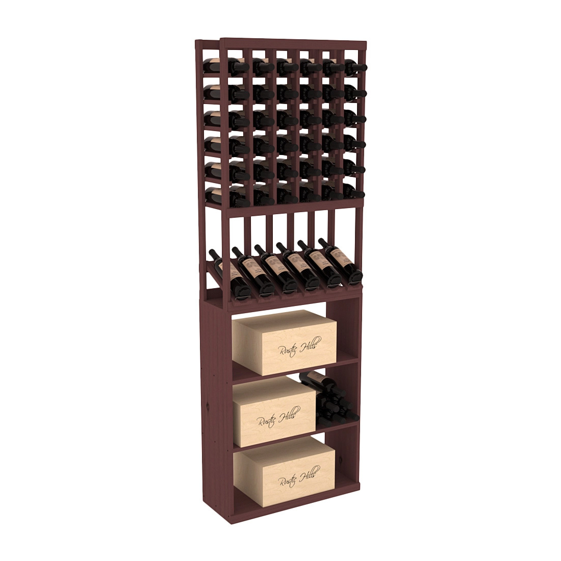 InstaCellar - 6 Column High Reveal Case Bin Combo in Ponderosa Pine Walnut stained without WineSafe™ Satin Sealant