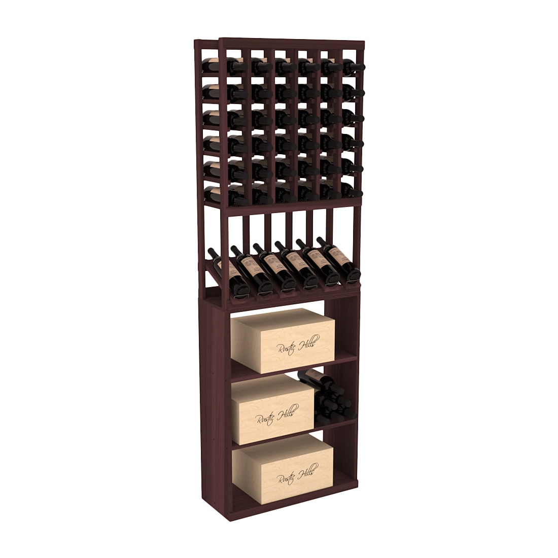 InstaCellar - 6 Column High Reveal Case Bin Combo in Premium Redwood Walnut stained without WineSafe™ Satin Sealant