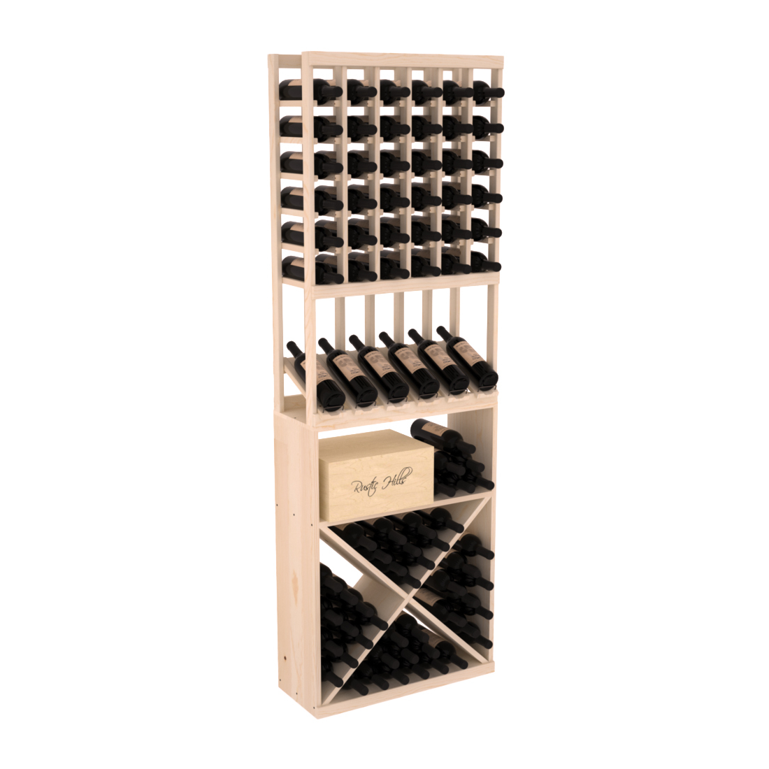 InstaCellar - 6 Column High Reveal X Bin Combo in Ponderosa Pine Unstained without WineSafe™ Satin Sealant