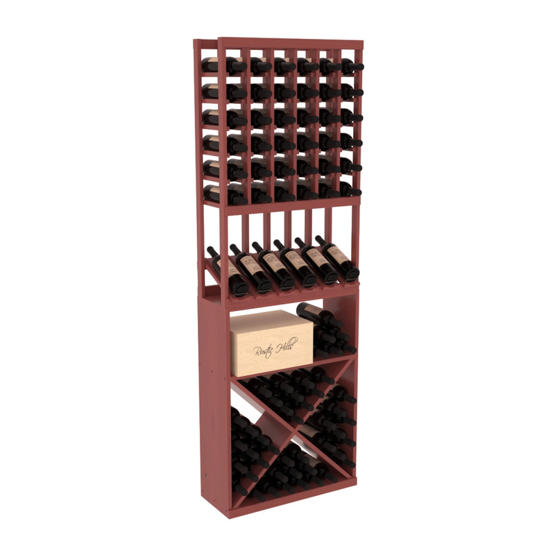 InstaCellar - 6 Column High Reveal X Bin Combo in Ponderosa Pine Cherry stained with WineSafe™ Satin Sealant