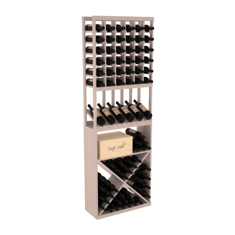 InstaCellar - 6 Column High Reveal X Bin Combo in Ponderosa Pine Greywash stained with WineSafe™ Satin Sealant