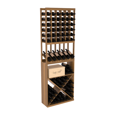 InstaCellar - 6 Column High Reveal X Bin Combo in Premium Redwood Oak stained with WineSafe™ Satin Sealant