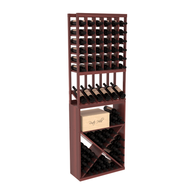 InstaCellar - 6 Column High Reveal X Bin Combo in Premium Redwood Cherry stained with WineSafe™ Satin Sealant