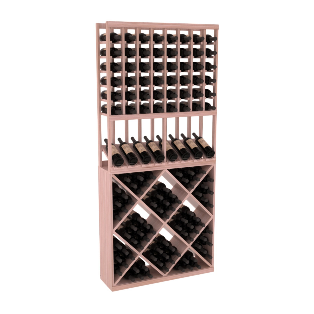 InstaCellar - 8 Column High Reveal 82 Cube Combo in Grand Mahogany Unstained with WineSafe™ Satin Sealant