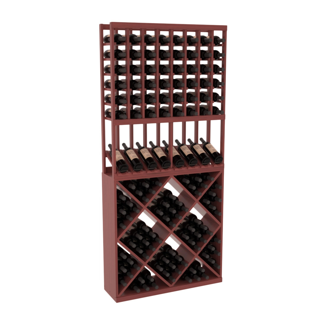 InstaCellar - 8 Column High Reveal 82 Cube Combo in Grand Mahogany Cherry stained with WineSafe™ Satin Sealant