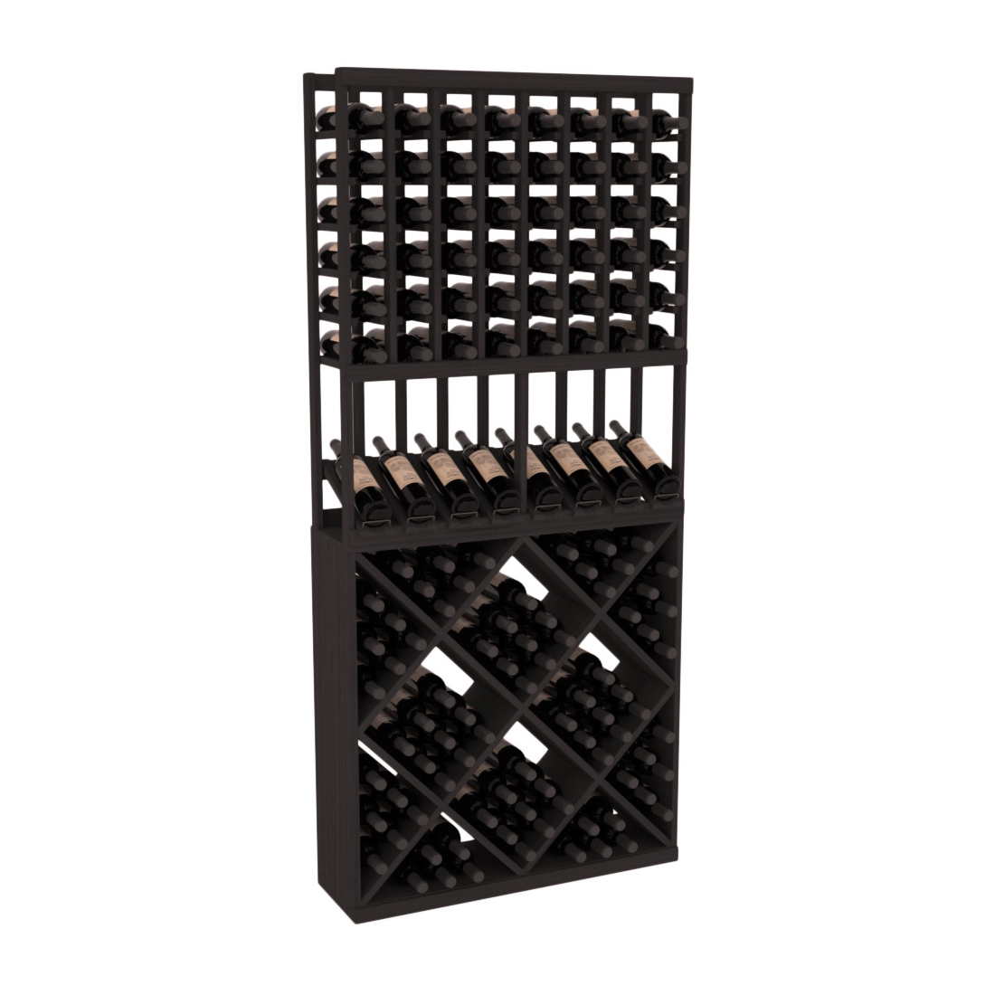 InstaCellar - 8 Column High Reveal 82 Cube Combo in Grand Mahogany Black stained without WineSafe™ Satin Sealant