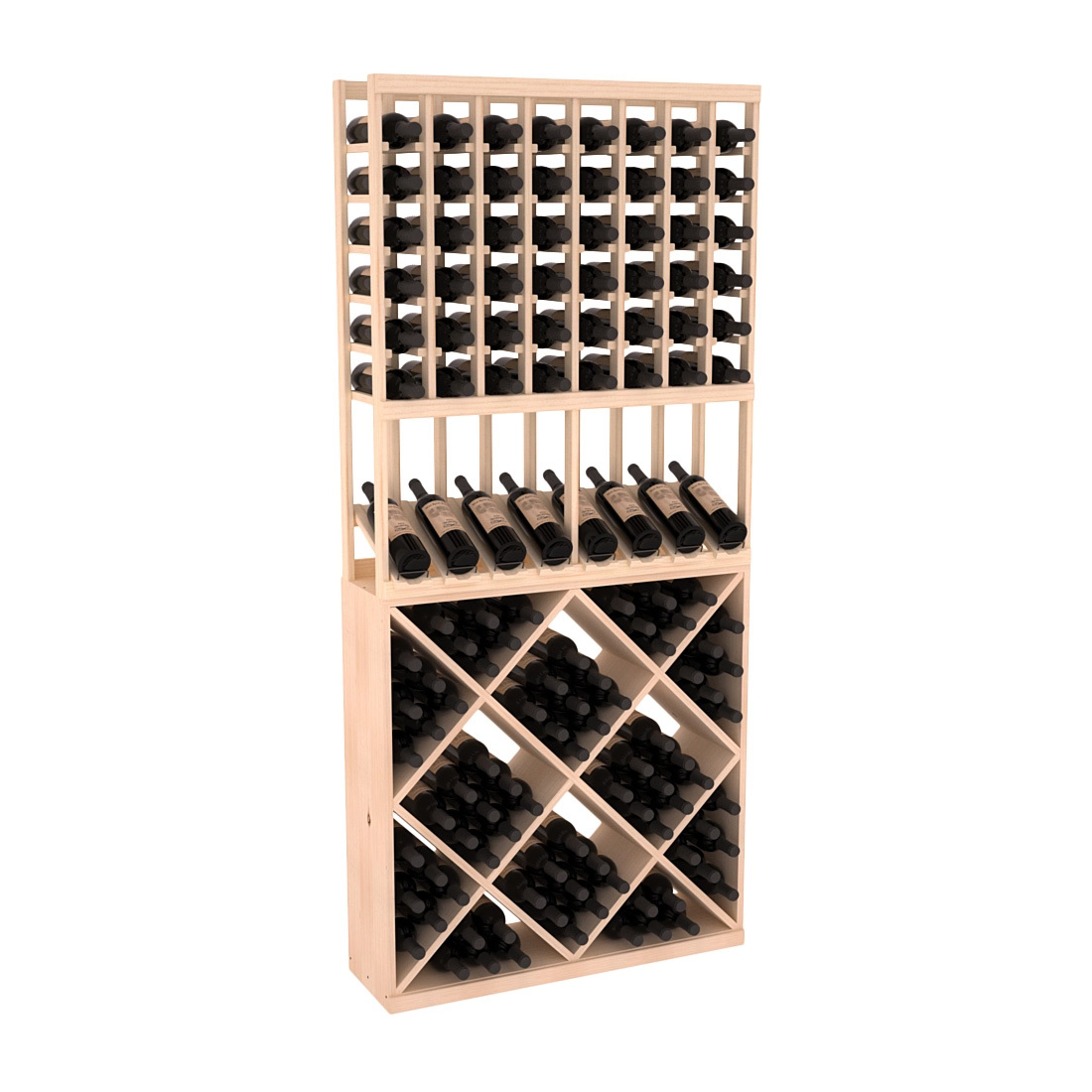 InstaCellar - 8 Column High Reveal 82 Cube Combo in Ponderosa Pine Unstained without WineSafe™ Satin Sealant