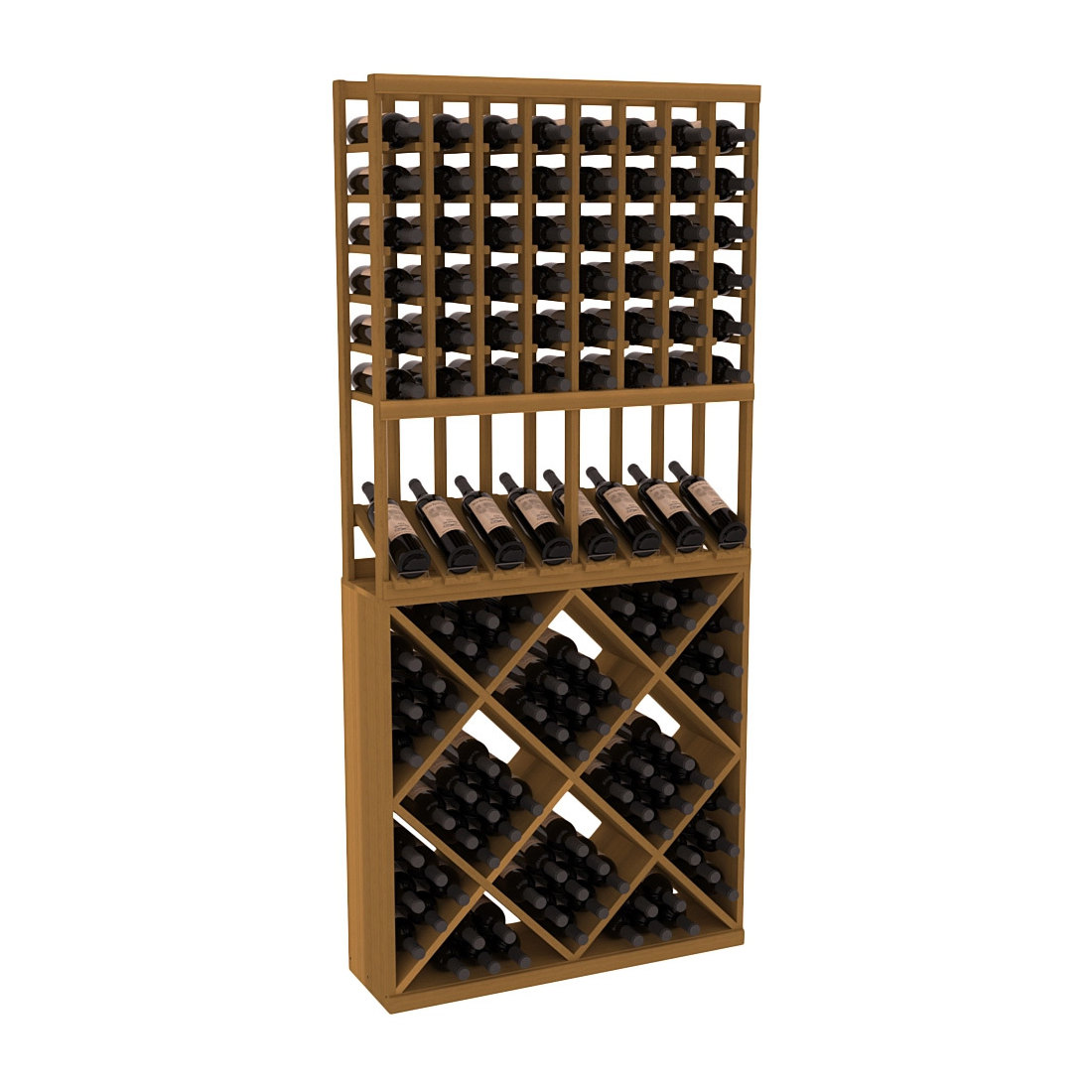 InstaCellar - 8 Column High Reveal 82 Cube Combo in Premium Redwood Oak stained without WineSafe™ Satin Sealant