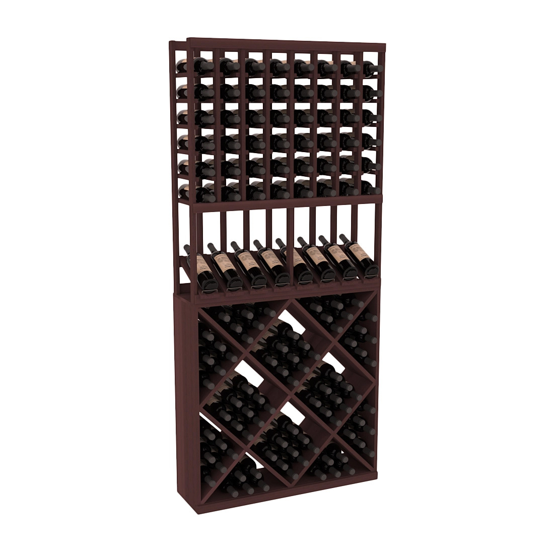 InstaCellar - 8 Column High Reveal 82 Cube Combo in Premium Redwood Walnut stained without WineSafe™ Satin Sealant