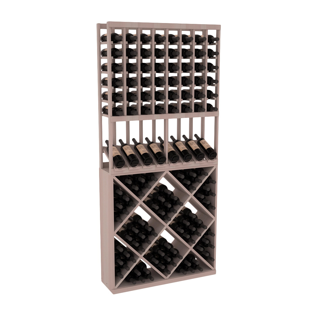 InstaCellar - 8 Column High Reveal 82 Cube Combo in Premium Redwood Greywash stained without WineSafe™ Satin Sealant