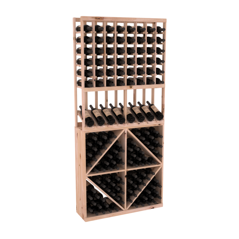 InstaCellar - 8 Column High Reveal 96 Bin Combo in Knotty Alder Unstained without WineSafe™ Satin Sealant